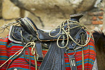 Saddle on a horse on the streets of Antigua, Guatemala.
