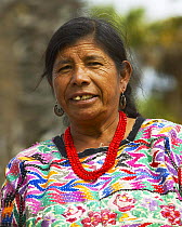 Local woman on a street of Antigua, Guatemala.