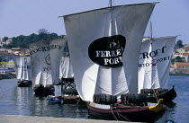 Typical boats of the Douro River, formerly used to transport Porto wine casks to Porto harbour, Portugal.