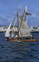 Replica of "Simon & Jude", a 30 foot catamaran built in England in 1662 by Sir William Petty. King Charles II persuaded him to rename it "The Experiment".