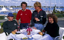 French singlehanded sailors (L-R) Philippe Poupon, Loick Peyron, Laurent Bourgnon and Florence Arthaud, at La Trinite sur Mer, Brittany, France.