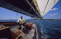 Eric Tabarly helming "Pen Duick" in 1998. The legendary French sailor was lost at sea ^^^from Pen Duick during a storm in the Irish sea in June 1998.