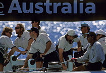Australian team at work during Round Robin 3 of the America's Cup 1995. Fremantle, Australia.