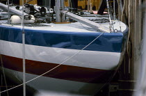 France III, in storage, America's Cup 1980. She was skippered by Bruno Troublé.