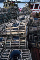 Langoustine trawlers packed with lobster pots, Camaret, Brittany.