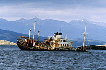 Ship wreck in a fjord, Chile.