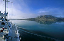 Navigating 88ft sloop "Shaman" through the islands of Spitsbergen, Svalbard, Norway. Property Released.