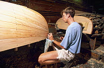 Building a traditional Beetle cat in Padanaram, Massachusetts. ^^^Designed in 1921 by Carl Beetle, these colourful gaff-rigged dinghies continue to be built and remain an active and popular one-design...