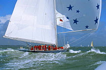 J-Class "Endeavour" racing at the America's Cup Jubilee 2001, Isle of Wight, UK.