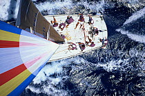 Looking down upon ^Mardi Gras^ sailing downwind, Kenwood Cup, Hawaii.
