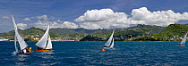 Locals rounding the mark in traditional boats during Grenada Sailing Festival 2005, Grenada, Caribbean.