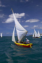 Locals racing traditional boats during Grenada Sailing Festival 2005, Grenada, Caribbean.