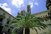 Looking up at the Cathedral of Palermo, Sicily, Italy.