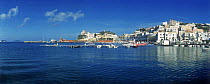 Waterfront on the Mediterranean island of Ponza, Bay of Naples, Italy.