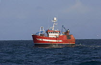 Fishing vessel "M.F.V. Aurelia" twin trawling for Prawns on the North Sea, June 2005.