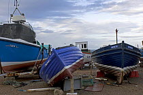 Pleasure craft in boatyard being made ready for a new season, Spring 2005.