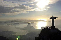 Statue of Cristo Redentor overlooking the city from the top of the Corcovado mountain, Rio de Janeiro, Brazil.