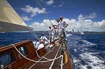 Onboard J-Class "Velsheda", Antigua Classic Yacht Regatta 2005, Caribbean.