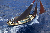 The 1888 Whitstable Oyster Smack ^Ibis^ racing at Antigua Classic Yacht Regatta 2005, Caribbean.