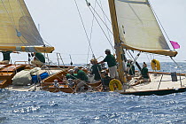 82ft modern classic yawl "Zanna", racing at Antigua Classic Yacht Regatta 2005, Caribbean.