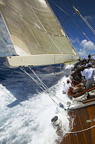 Racing aboard J-Class "Velsheda" at Antigua Classic Yacht Regatta 2005, Caribbean.