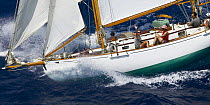 Classic yacht, sailing in the Antigua Classic Yacht Regatta 2005, Caribbean.
