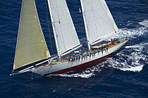 Classic schooner "Windrose" racing at Antigua Classic Yacht Regatta 2005, Caribbean.