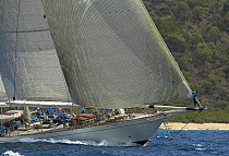 Schooner "Windrose" racing at Antigua Classic Yacht Regatta 2005, Caribbean.