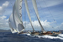 Schooner "Windrose" racing at Antigua Classic Yacht Regatta 2005, Caribbean.