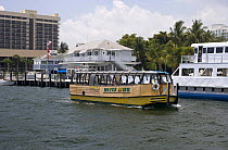 Water bus and taxi offers public transport around Fort Lauderdale, south Florida, USA.