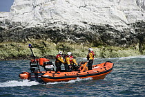 RNLI RIB on standby during the JPMorgan Round the Island Race, Isle of Wight, England, UK. 18th June 2005.