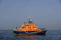 A lifeboat in the Solent, off the coast of the Isle of Wight, England, UK.