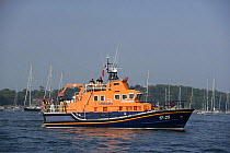 A lifeboat in the Solent, off the coast of the Isle of Wight, England, UK.