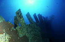 The wreck of the SS Thistlegorm, in the Straits of Gubal, Northern Red Sea. She was sunk by German bomber planes in World War II ^^^and has lain at the bottom of the sea for over sixty years. It is sa...