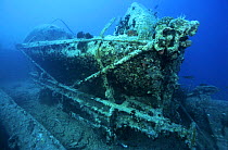 Wreck of the SS Thistlegorm, a sunken war ship located in the Straits of Gubal, Northern Red Sea. She was sunk by German bomber planes in World War II ^^^and has lain at the bottom of the sea for over...