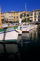 Boats moored in the old port of Cassis, France.