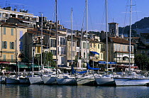 Yachts moored in the old port of Cassis, South of France.