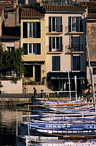 Boats and houses in the old port of Cassis, South of France.