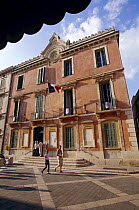 People in front of the City Hall, St Tropez, France