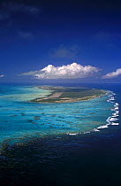 Aerial view of Anegada Island, the only reef based island in the British Virgin Islands (BVI)