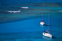 Yachts anchored in White Bay, Jost Van Dyke Island (JV Dyke), British Virgin Islands (BVI).