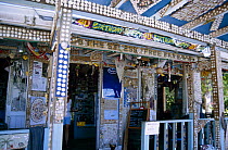 Shells decorate the walls of Stress Free Bar and Restaurant in White Bay, Jost Van Dyke (JV Dyke) Island, British Virgin Islands (BVI)