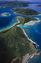 Aerial view of the channel between Scrub Island and Great Camanoe, British Virgin Islands (BVI).