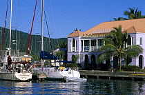 Boats moored in Sopers Hole Wharf and Marina, Tortola Island, British Virgin Islands (BVI).