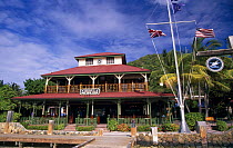 Bitter End Yacht Club, Virgin Gorda Island. The yacht club is on accessible by sea and situated on a mile-long, white coral-sand beach on the picturesque North Sound, British Virgin Islands, (BVI)