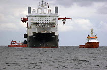 Two vessels laying pipelines in the North Sea, June 2006.