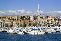 Yachts moored in Cannes old harbour on France's Riviera.