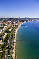 Aerial view of the road that runs along the coast of Cannes, on the French Riviera.