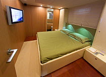 Luxury interior of a Continential 80 motor yacht, designed and built at Cantieri CNM. Cannes, France.