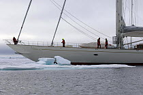 180ft Superyacht "Adele" carefully makes her way through the icy waters of Spitsbergen (also know as Svalbard) in Norway, during her maiden voyage in 2005. ^^^ Adele is 180 foot Andre Hoek design, bu...